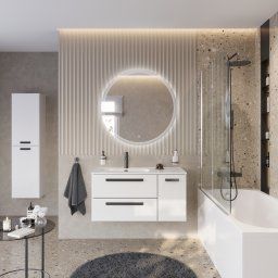 База под раковину Cezares подвесн. с дв. выкатн. ящ. и одной распашн. дверц., правосторонн. Bianco Lucido, 1200x457x500,ECO-CER-N-1200-2C-1A-SO-BL-R